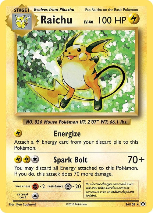 Raichu (#36/108) (XY - Evolutions) Moderately Played Holofoil