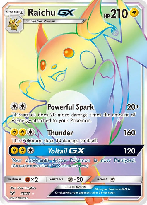 Raichu GX Secret (#75/73) (Shining Legends) Near Mint Holofoil