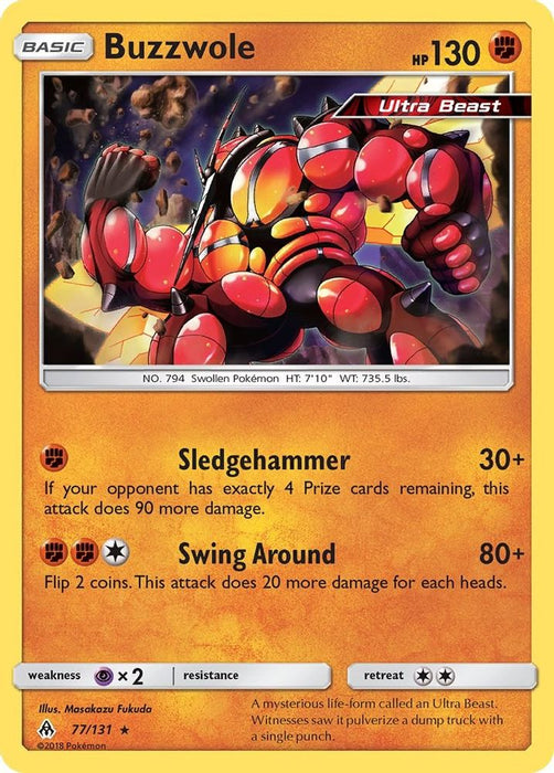 Buzzwole (#77/131) (SM - Forbidden Light) Near Mint Reverse Holofoil