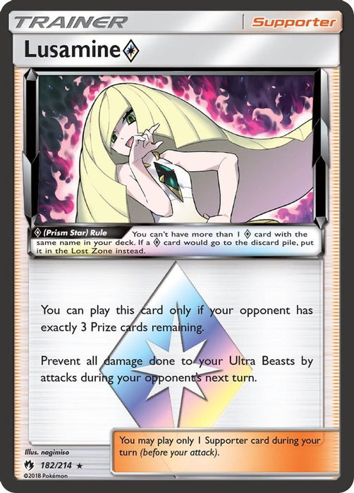 Lusamine Prism Star (#182/214) (SM - Lost Thunder) Near Mint Holofoil