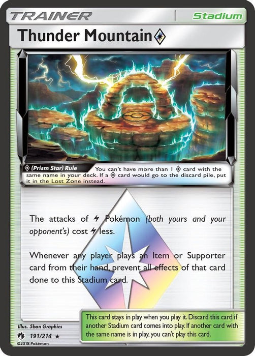 Thunder Mountain Prism Star (#191/214) (SM - Lost Thunder) Near Mint Holofoil