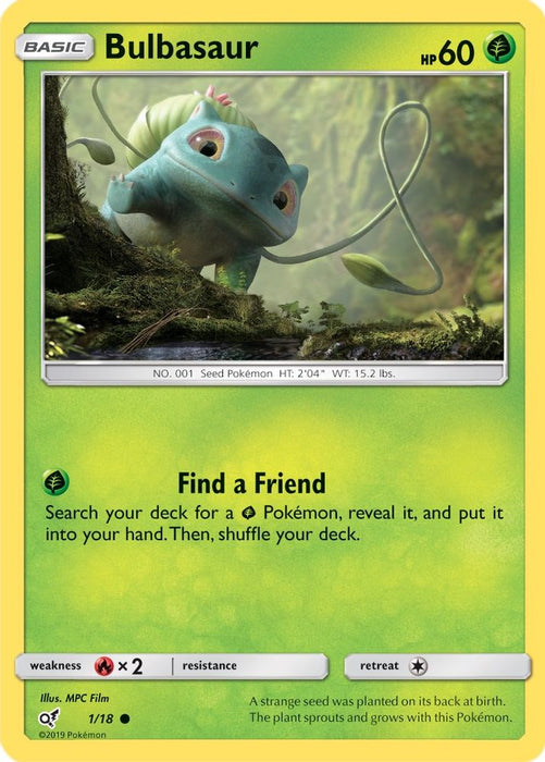 Bulbasaur Holo Common (#1/18) (Detective Pikachu) Near Mint Holofoil