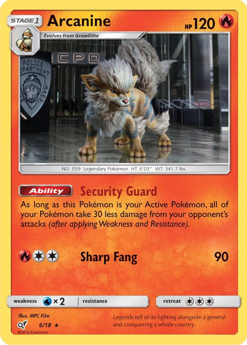Arcanine (#6/18) (Detective Pikachu) Near Mint Holofoil