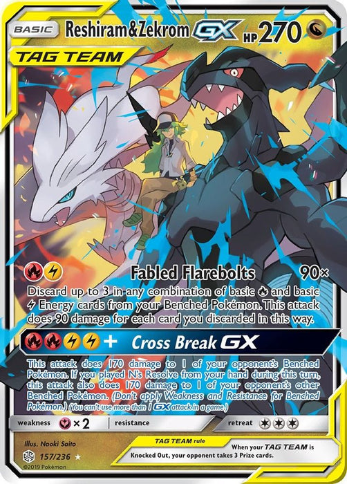 Reshiram & Zekrom GX (#157/236) (SM - Cosmic Eclipse) Near Mint Holofoil