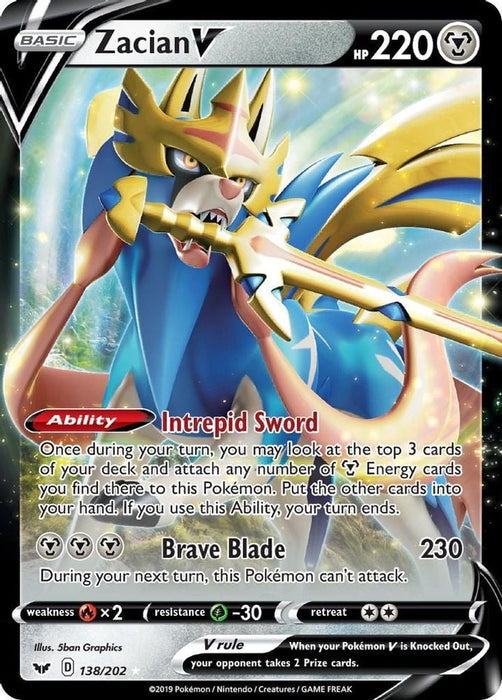Zacian V (#138/202) (SWSH01: Sword & Shield Base Set) Near Mint Holofoil