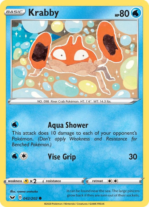 Krabby 042 (#042/202) (SWSH01: Sword & Shield Base Set) Near Mint Reverse Holofoil