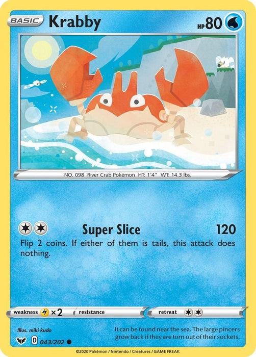 Krabby 043 (#043/202) (SWSH01: Sword & Shield Base Set)