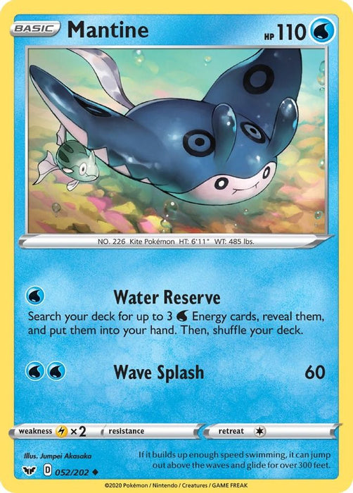 Mantine (#052/202) (SWSH01: Sword & Shield Base Set) Near Mint Reverse Holofoil