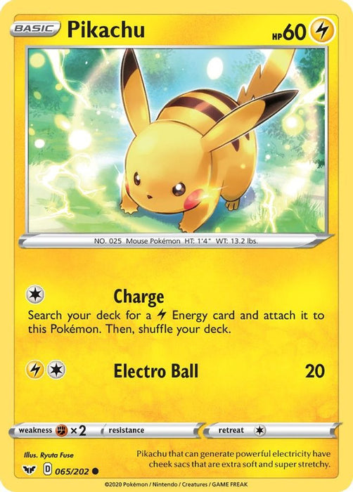Pikachu (#065/202) (SWSH01: Sword & Shield Base Set) Near Mint Reverse Holofoil