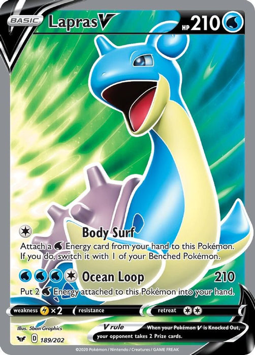 Lapras V (Full Art) (#189/202) (SWSH01: Sword & Shield Base Set) Near Mint Holofoil