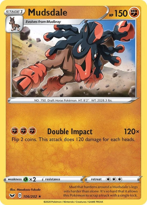 Mudsdale (#106/202) (SWSH01: Sword & Shield Base Set) Near Mint Reverse Holofoil