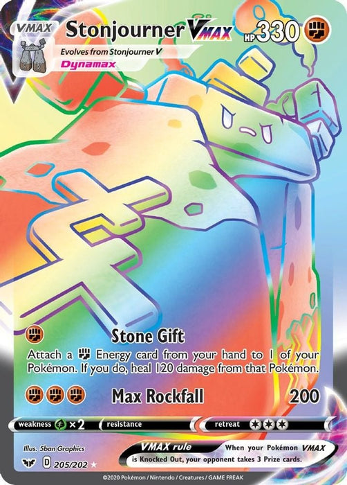 Stonjourner VMAX Secret (#205/202) (SWSH01: Sword & Shield Base Set) Near Mint Holofoil