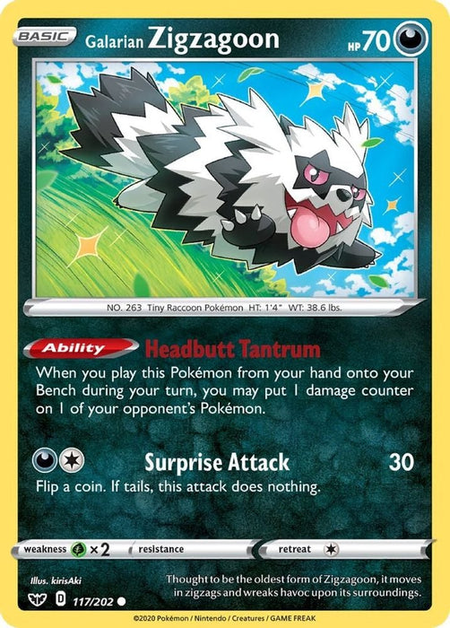 Galarian Zigzagoon (#117/202) (SWSH01: Sword & Shield Base Set) Near Mint