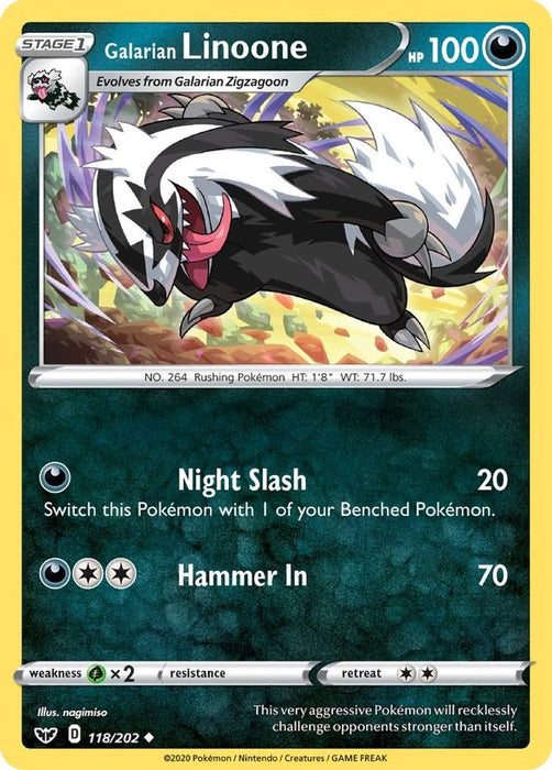Galarian Linoone (#118/202) (SWSH01: Sword & Shield Base Set) Near Mint Reverse Holofoil