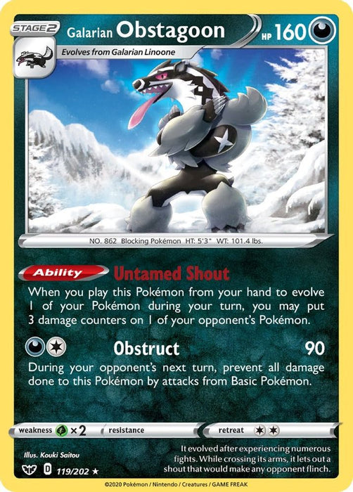 Galarian Obstagoon (#119/202) (SWSH01: Sword & Shield Base Set)