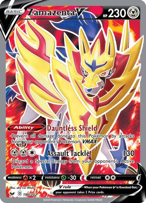 Zamazenta V Full Art (#196/202) (SWSH01: Sword & Shield Base Set)