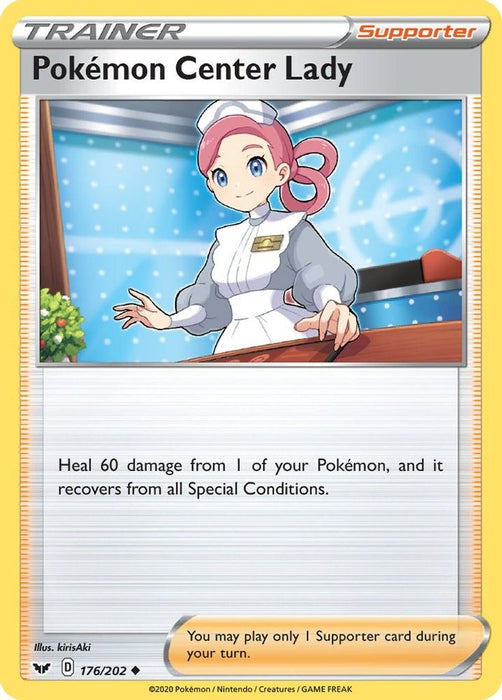 Pokemon Center Lady (#176/202) (SWSH01: Sword & Shield Base Set) Near Mint Reverse Holofoil