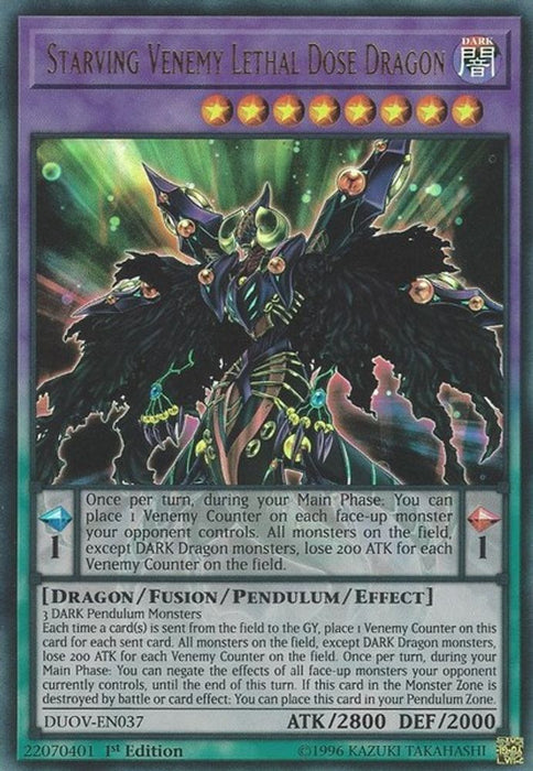 Starving Venemy Lethal Dose Dragon (#DUOV-EN037) (Duel Overload) Near Mint 1st Edition