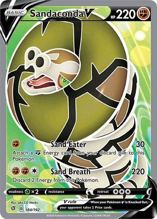 Sandaconda V Full Art (#184/192) (SWSH02: Rebel Clash)