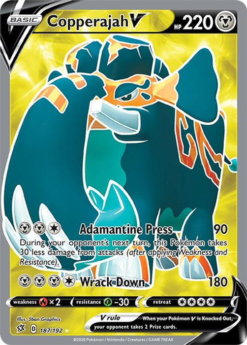 Copperajah V Full Art (#187/192) (SWSH02: Rebel Clash) Near Mint Holofoil