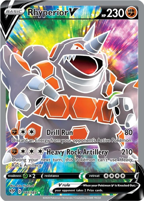 Rhyperior V Full Art (#181/189) (SWSH03: Darkness Ablaze) Near Mint Holofoil