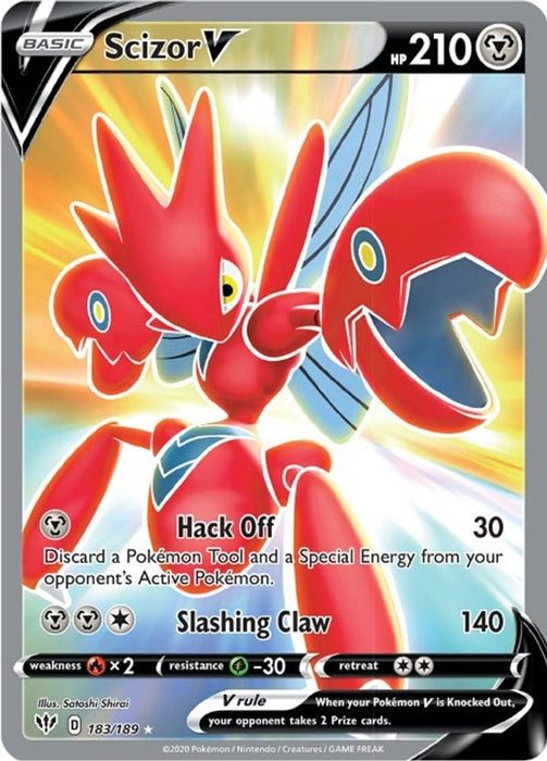 Scizor V Full Art (#183/189) (SWSH03: Darkness Ablaze) Near Mint Holofoil