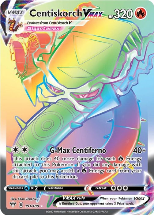 Centiskorch VMAX Secret (#191/189) (SWSH03: Darkness Ablaze) Near Mint Holofoil
