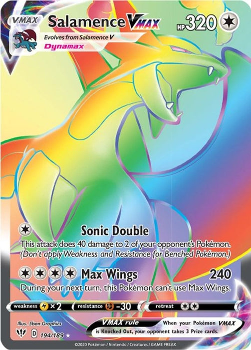 Salamence VMAX Secret (#194/189) (SWSH03: Darkness Ablaze) Near Mint Holofoil