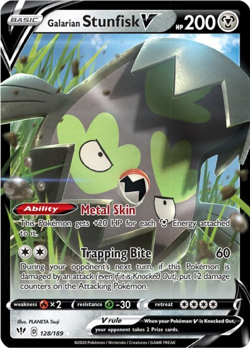 Galarian Stunfisk V (#128/189) (SWSH03: Darkness Ablaze)