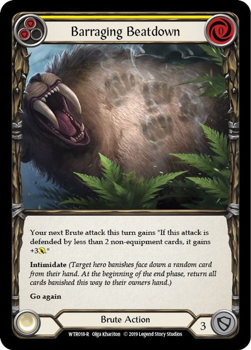 Barraging Beatdown (Yellow) (#WTR018) (Welcome to Rathe) Near Mint Unlimited Edition Rainbow Foil