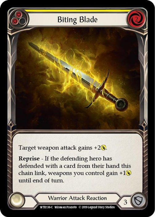 Biting Blade (Yellow) (#WTR136) (Welcome to Rathe) Near Mint Unlimited Edition Rainbow Foil