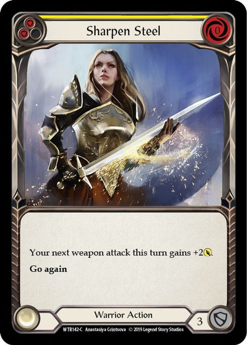 Sharpen Steel (Yellow) (#WTR142) (Welcome to Rathe) Near Mint Unlimited Edition Rainbow Foil