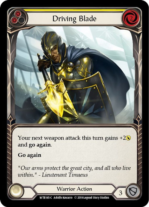 Driving Blade (Yellow) (#WTR145) (Welcome to Rathe) Near Mint Unlimited Edition Rainbow Foil
