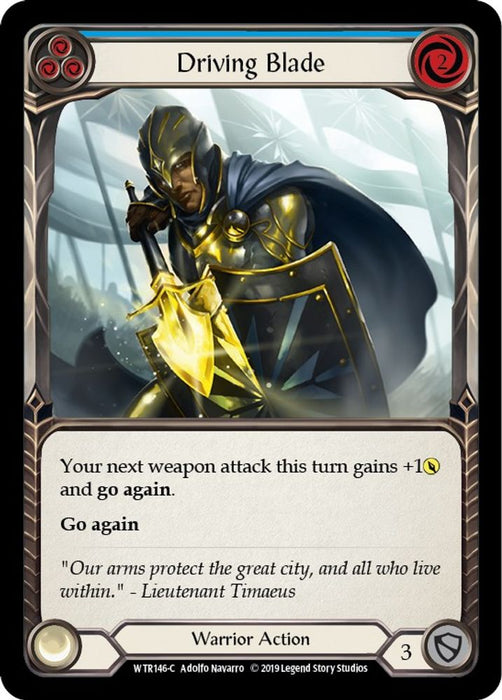 Driving Blade (Blue) (#WTR146) (Welcome to Rathe) Near Mint Unlimited Edition Rainbow Foil