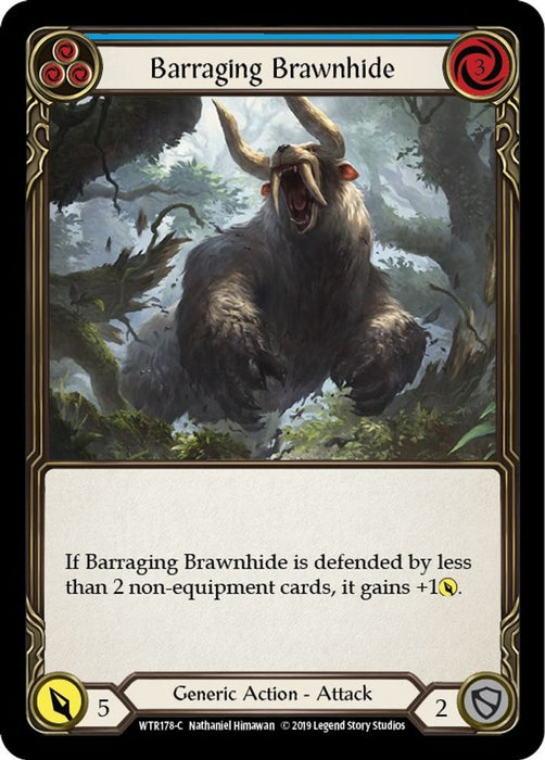 Barraging Brawnhide (Blue) (#WTR178) (Welcome to Rathe) Near Mint Unlimited Edition Rainbow Foil