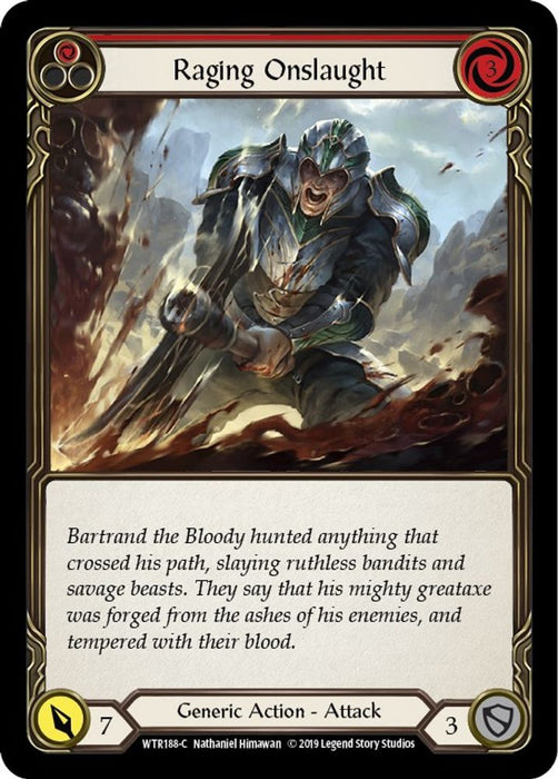 Raging Onslaught (Red) (#WTR188) (Welcome to Rathe) Near Mint Unlimited Edition Rainbow Foil