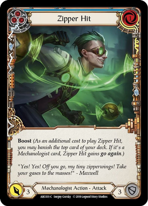 Zipper Hit (Blue) (#ARC031) (Arcane Rising) Near Mint Unlimited Edition Rainbow Foil