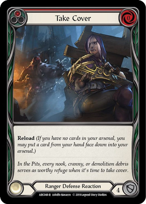Take Cover (Red) (#ARC048) (Arcane Rising) Near Mint Unlimited Edition Rainbow Foil