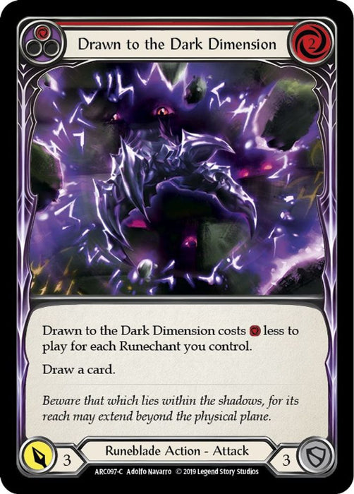 Drawn to the Dark Dimension (Red) (#ARC097) (Arcane Rising) Near Mint Unlimited Edition Rainbow Foil