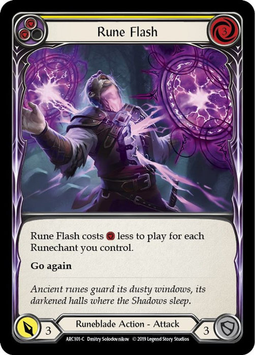 Rune Flash (Yellow) (#ARC101) (Arcane Rising) Near Mint Unlimited Edition Rainbow Foil