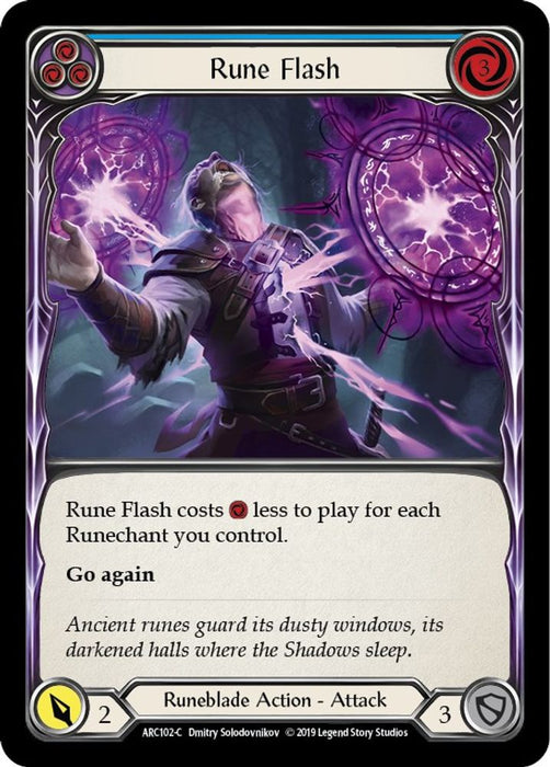 Rune Flash (Blue) (#ARC102) (Arcane Rising) Near Mint Unlimited Edition Rainbow Foil