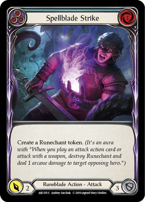 Spellblade Strike (Blue) (#ARC105) (Arcane Rising) Near Mint Unlimited Edition Rainbow Foil