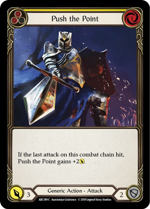 Push the Point (Yellow) (#ARC189) (Arcane Rising) Near Mint Unlimited Edition Rainbow Foil