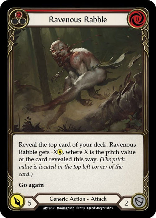 Ravenous Rabble (Red) (#ARC191) (Arcane Rising) Near Mint Unlimited Edition Rainbow Foil