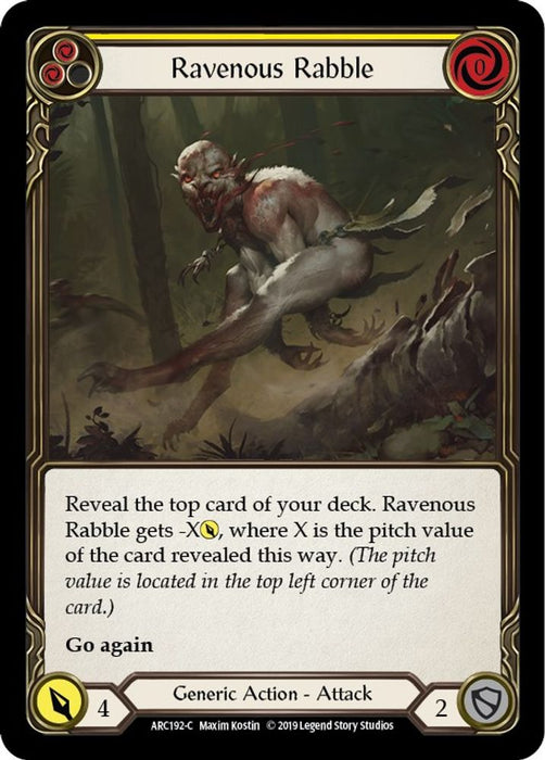 Ravenous Rabble (Yellow) (#ARC192) (Arcane Rising) Near Mint Unlimited Edition Rainbow Foil
