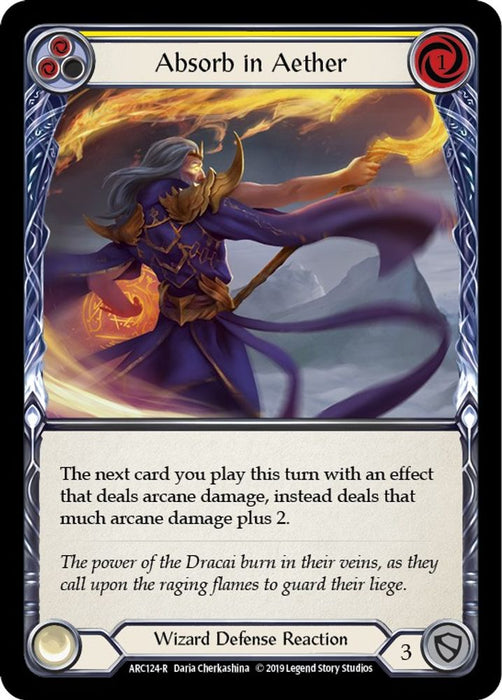 Absorb in Aether (Yellow) (#ARC124) (Arcane Rising) Near Mint Unlimited Edition Rainbow Foil