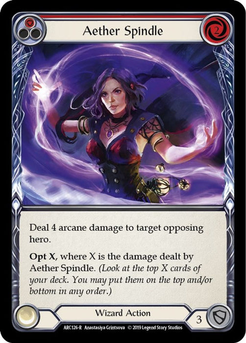 Aether Spindle (Red) (#ARC126) (Arcane Rising) Near Mint Unlimited Edition Rainbow Foil