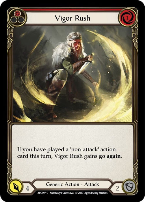 Vigor Rush (Red) (#ARC197) (Arcane Rising) Near Mint Unlimited Edition Rainbow Foil