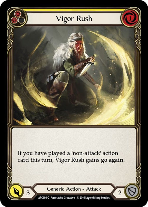 Vigor Rush (Yellow) (#ARC198) (Arcane Rising) Near Mint Unlimited Edition Rainbow Foil