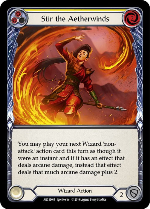 Stir the Aetherwinds (Yellow) (#ARC130) (Arcane Rising) Near Mint Unlimited Edition Rainbow Foil